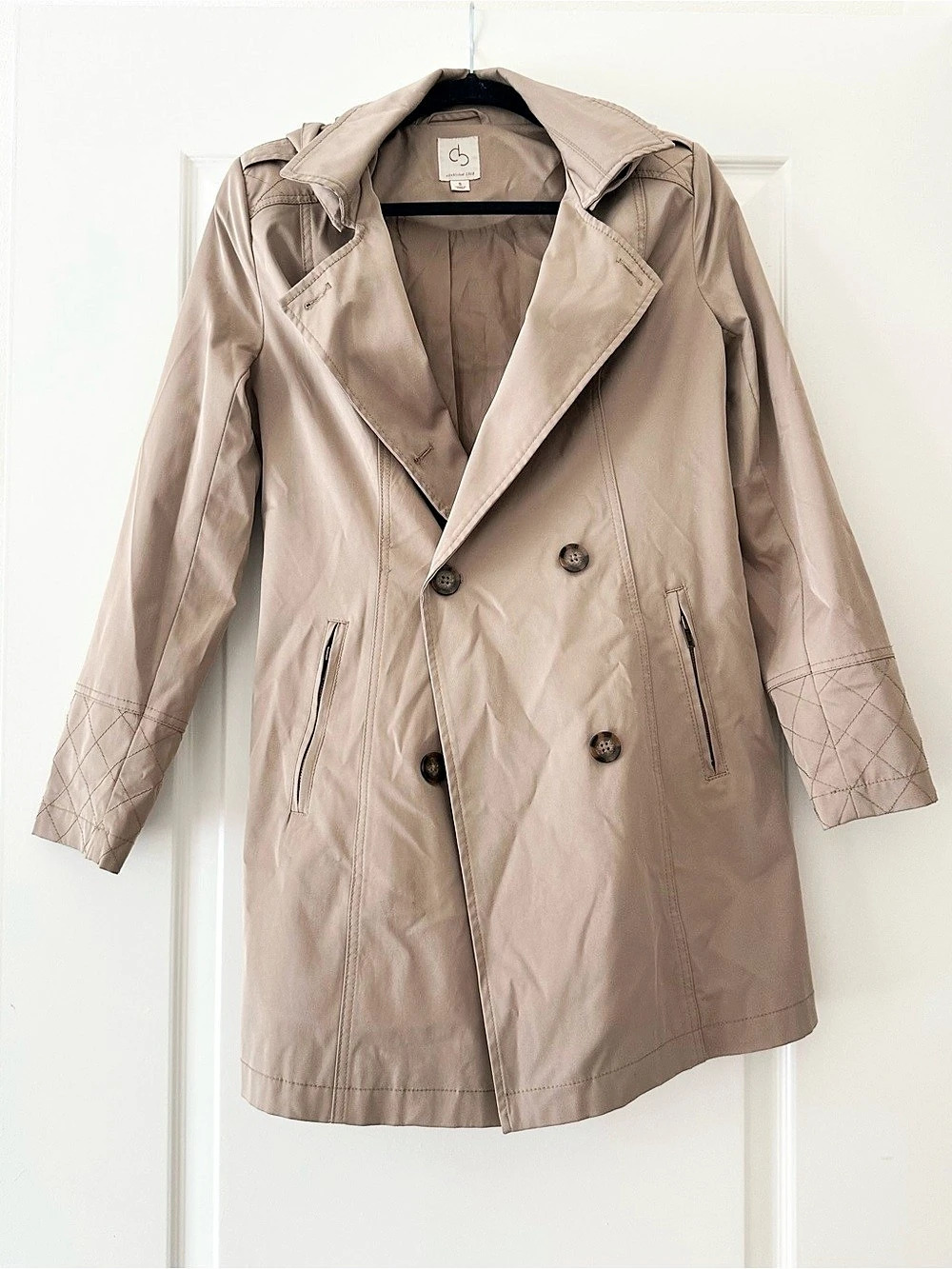 Dressbarn Hooded Trench Coat in Tan Size Small Like New